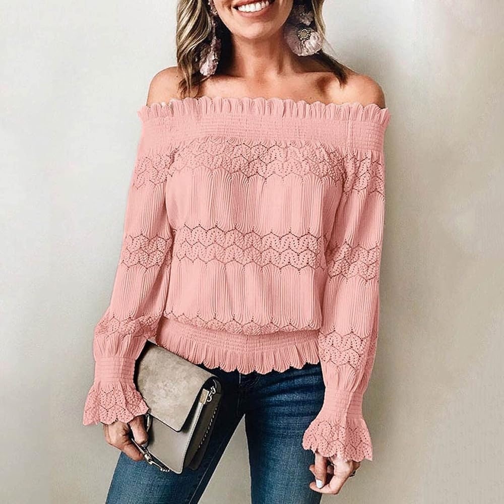 Off-the-shoulder lace blouse